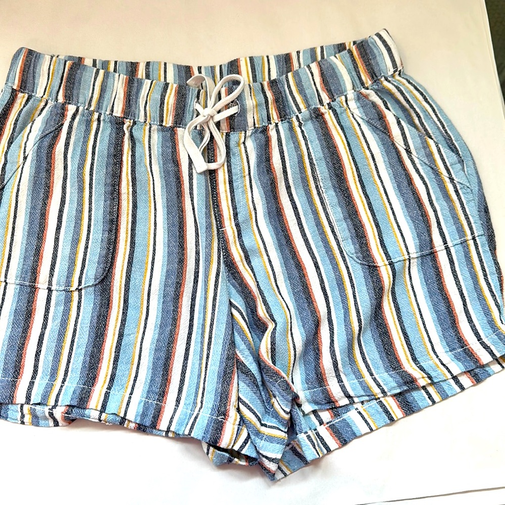 Lane Bryant Linen Blend Draw String Striped Summe… - image 1